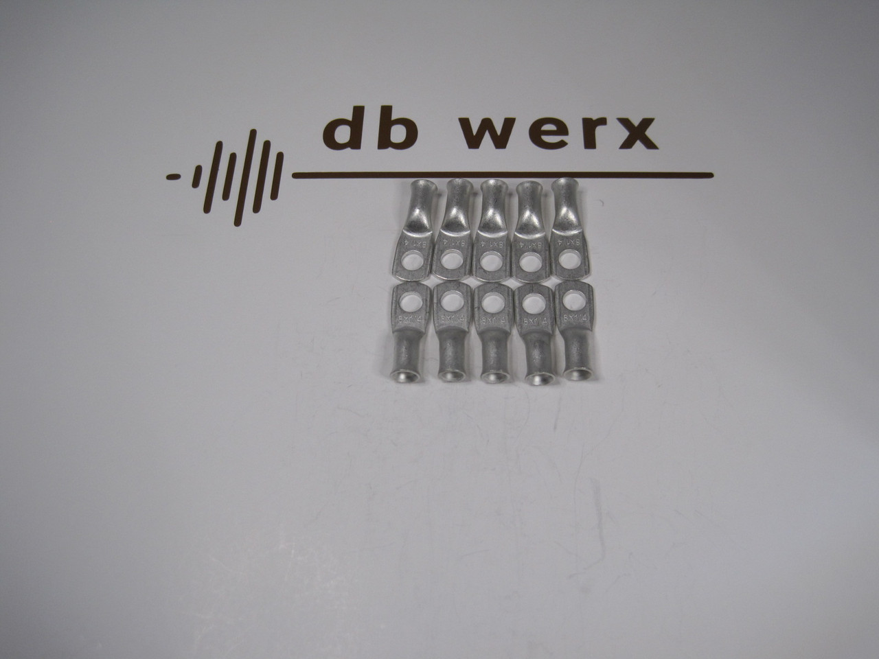 db werx 8 GA Tinned Copper Lugs (1/4" hole).  Pk/90