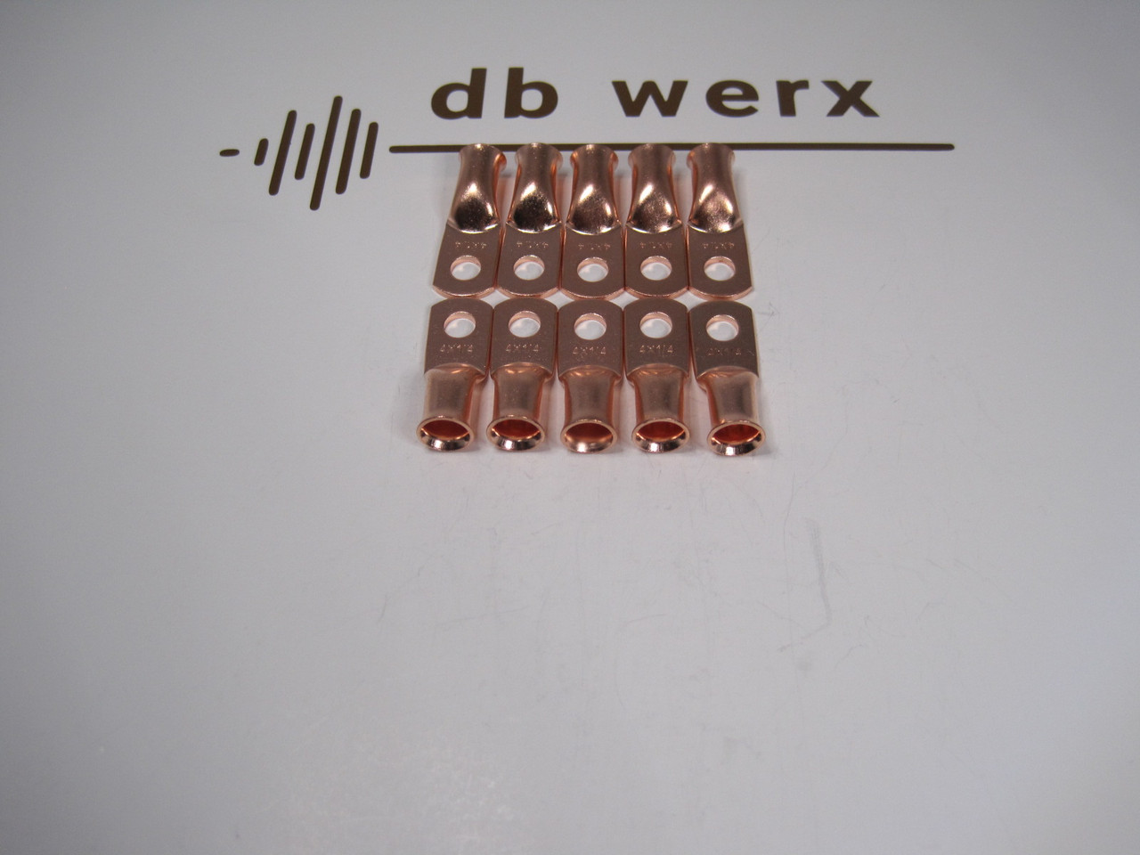 db werx 4 GA Copper Lugs (1/4" hole). Pk/60