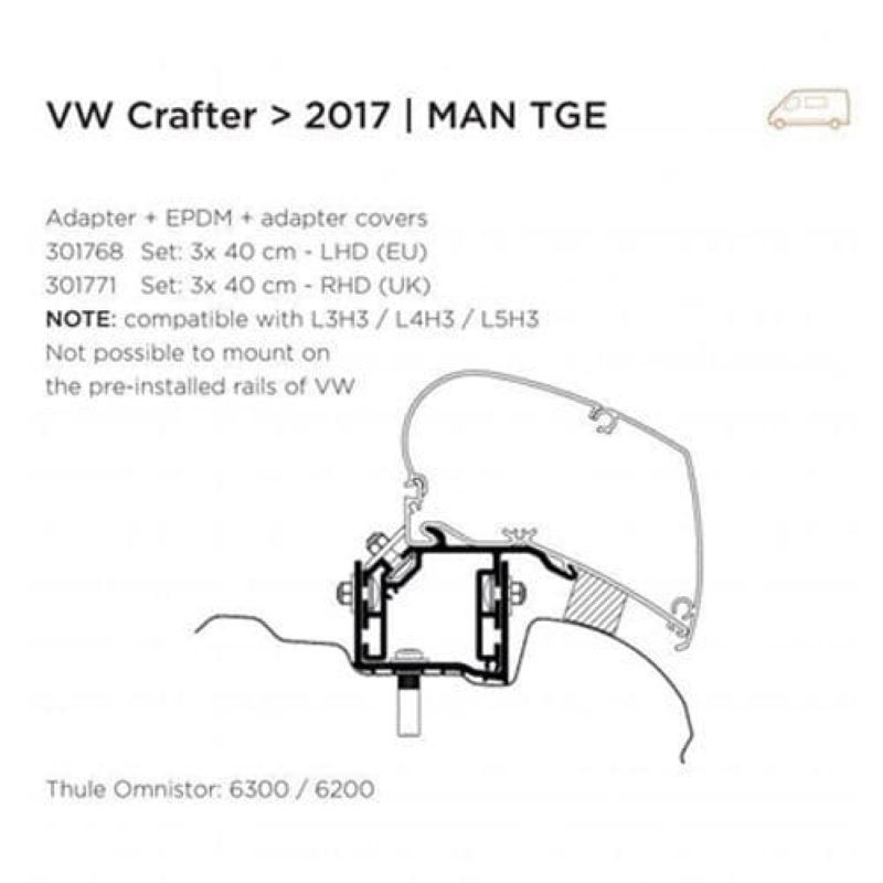Thule Adaptor Awning Bracket VW Crafter