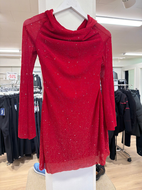 Rød glitterkjole S