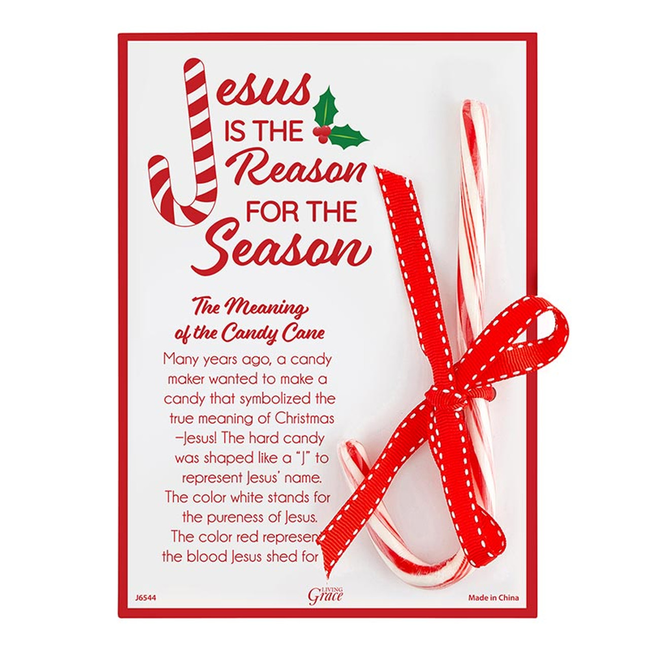 Jesus is the Reason for the Season Candy Cane Holder 12/pk