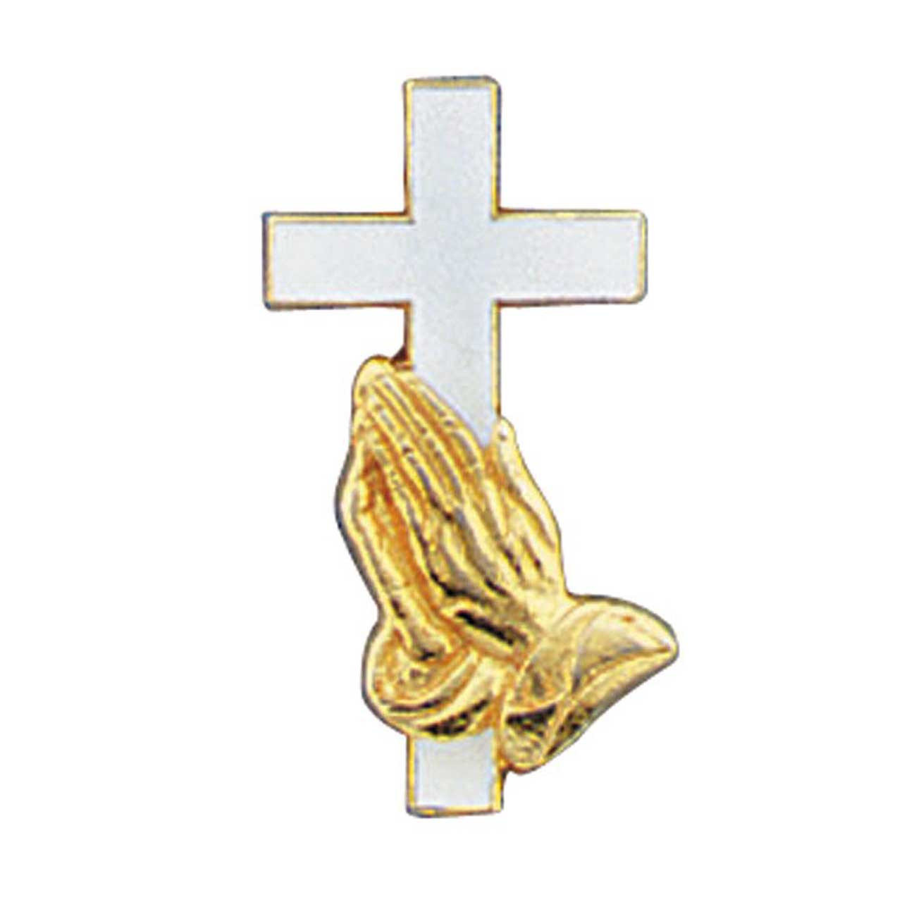 Praying Hands with Cross Lapel Pin - 25/pk