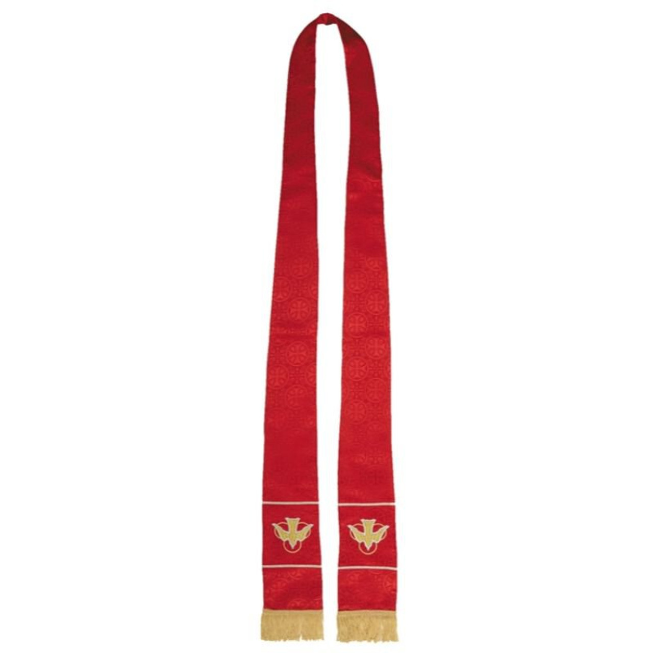 Maltese Jacquard Stole with Fringe - Red - Living Grace