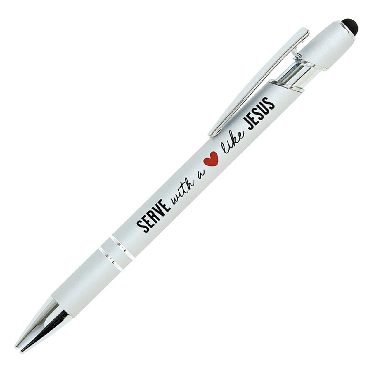 Mr and Mrs Deluxe Scripture Pen with Stylus, LED Light and Scripture Card - Blue and Silver