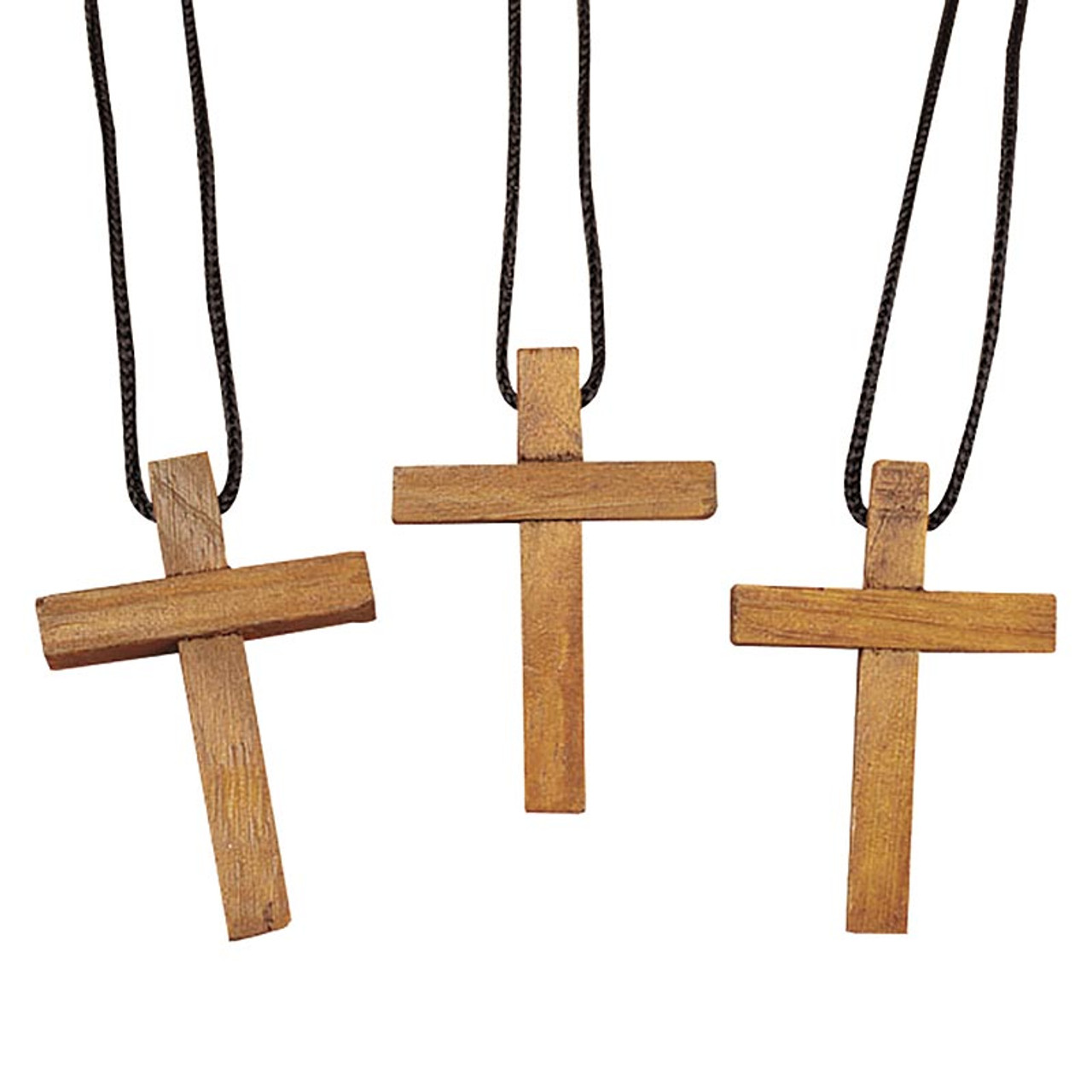 Wood Cross Pendant - 24/pk