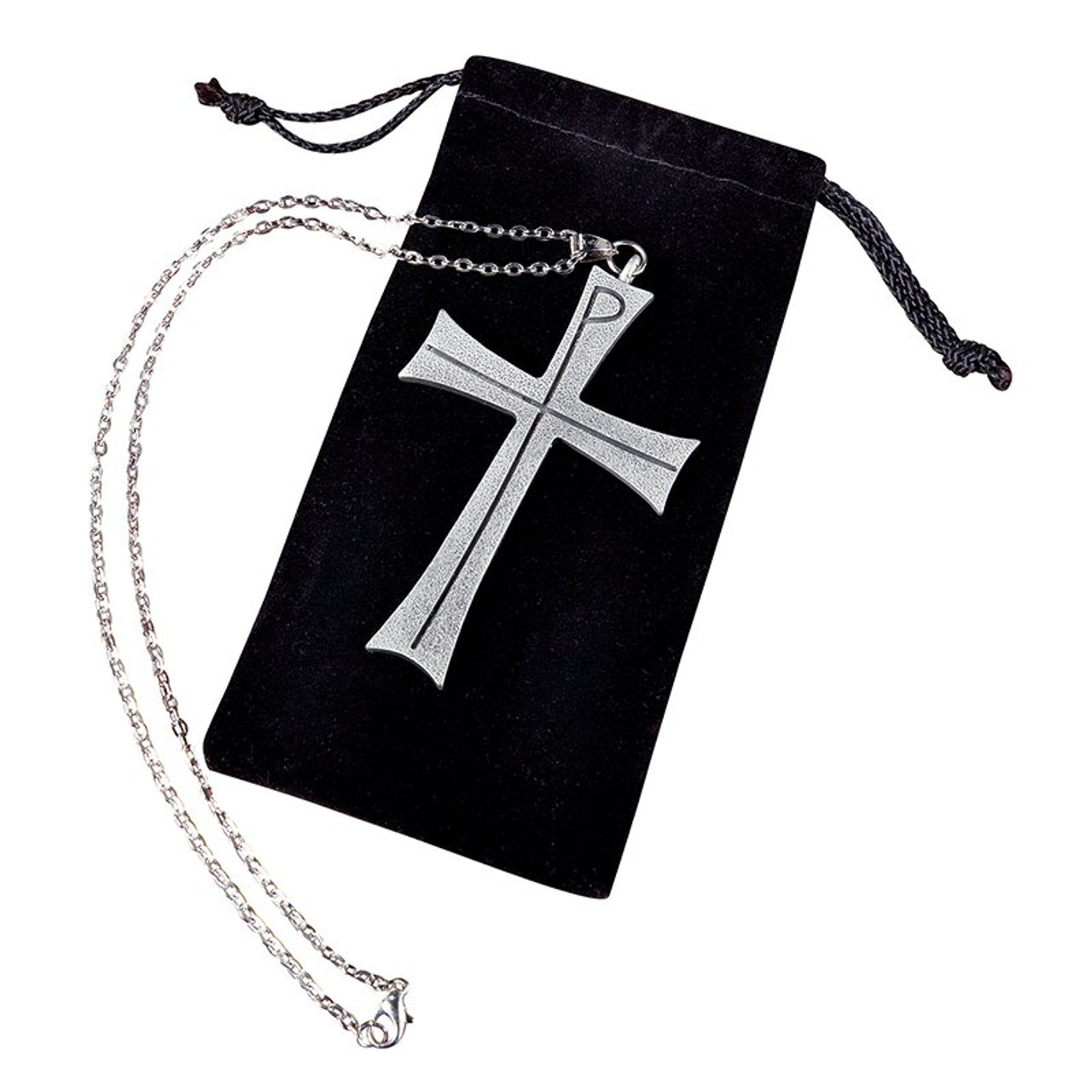 4 Inch Two-Tone Gold and Silver Plated Clergy Crucifix Necklace