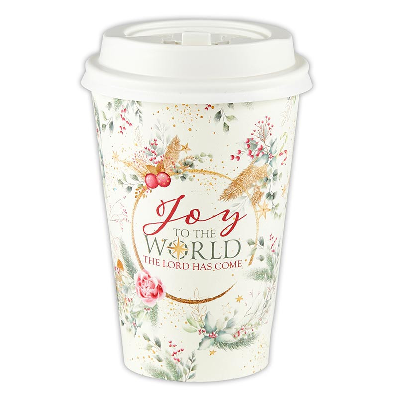 Joy to the World Disposable Coffee Cups w/ Lids - 25/pk - [Consumer]Living  Grace