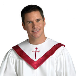 Canterbury Reversible Choir Stole - White with Vermillion Accent
