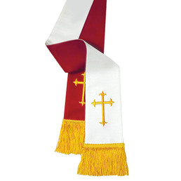 Oxford Reversible Pulpit Stole - Cross - Red/White