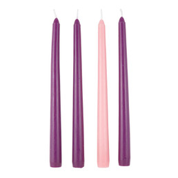 10" Advent Taper Candle Set - Purple/Rose - 6/pk