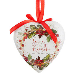 Jesus is the Reason Heart Decoupage Ornament - 6/pk