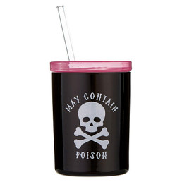 Glass DOF with Lid and Straw - May Contain Poison