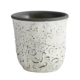 White Carved Pot