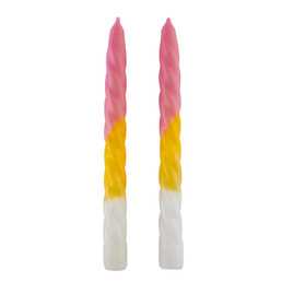 Tapered Candle - Pink-Yellow-White