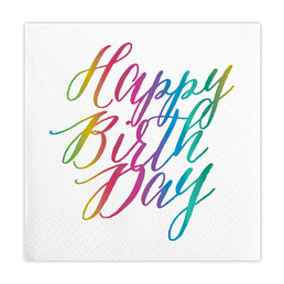 Foil Beverage Napkins - Happy Birthday Rainbow