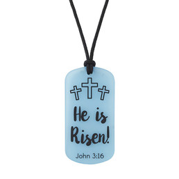He is Risen Jesus Glow-in-the-Dark Dog Tag Necklace - 18/pk