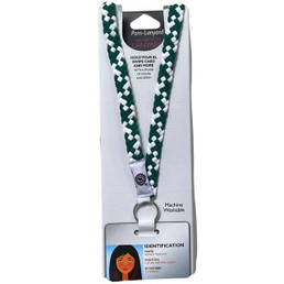 Pom Lanyard - Bottle Green/White