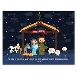 Nativity with Stable Advent Calendar - 12/pk