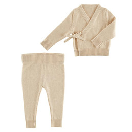 Two-Piece Knit Wrap Set - Oat Two-Piece Knit Wrap Set - Oat