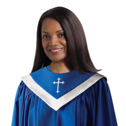 Custom Canterbury Reversible Choir Stole - Sapphire with White Accent Custom Canterbury Reversible Choir Stole - Sapphire with White Accent