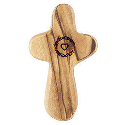 Crown of Thorns Olive Wood Small Hand-Held Prayer Cross
