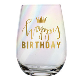 Wine Glass - Happy Birthday Crown