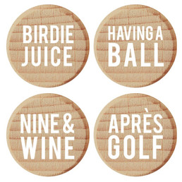 Wood Bottle Stoppers - Golf - Set of 4