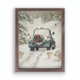 Festive Farmhouse Collection Framed Linen Art - Vintage Car