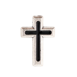 Silver and Black Cross Lapel Pin - 25/pk