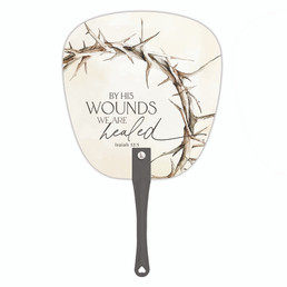 By His Wounds Handheld Fan - 24pk