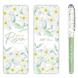 He Is Risen - Luke 24:34 Pen & Bookmark Set - 12pk