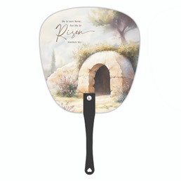 He Is Risen - Matthew 28:6 Handheld Fan - 24pk