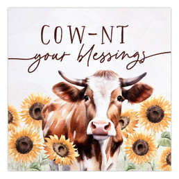 Cow-nt Your Blessings Wood Block