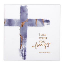 I Am With You Always Blue Cross Plaque