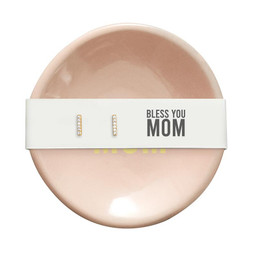 Ceramic Ring Dish & Earrings - Bless You Mom