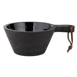 Black Wood Enamel Bowl With Handle