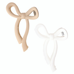 Claw Clips - Flax Bow + White Bow - Set of 2