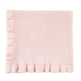 Knit Blankets with Ruffle - Pink