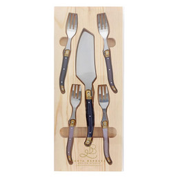 Lilac Ombre Cheese Serving Set in Wood Tray - Set of 5