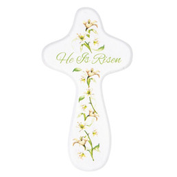 White Handheld Cross - He Is Risen
