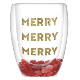 Double-Wall Stemless Wineglass - Merry Merry Merry