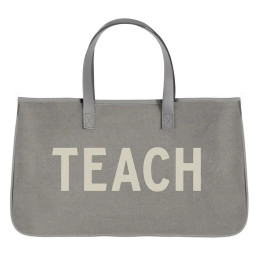 Grey Canvas Tote - Teach