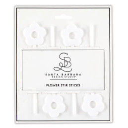 Acrylic Stir Sticks - White Flowers - Set of 4