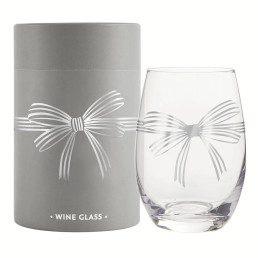 Stemless Wine Glass - Silver Bow