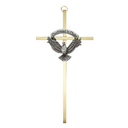 7" James Brennan Brass Confirmation Cross with Emblem