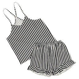Striped Cami + Ruffled Shorts PJ Set