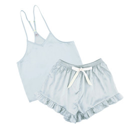 Cami + Velvet Ruffled Short - Blue