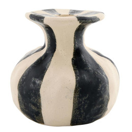 Black Striped Ceramic Candleholder - Small