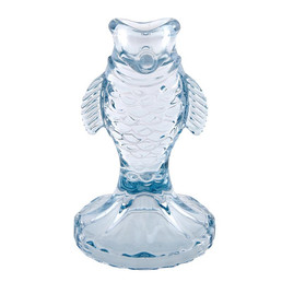 Blue Glass Fish Taper Candleholder