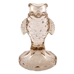 Beige Glass Fish Taper Candleholder